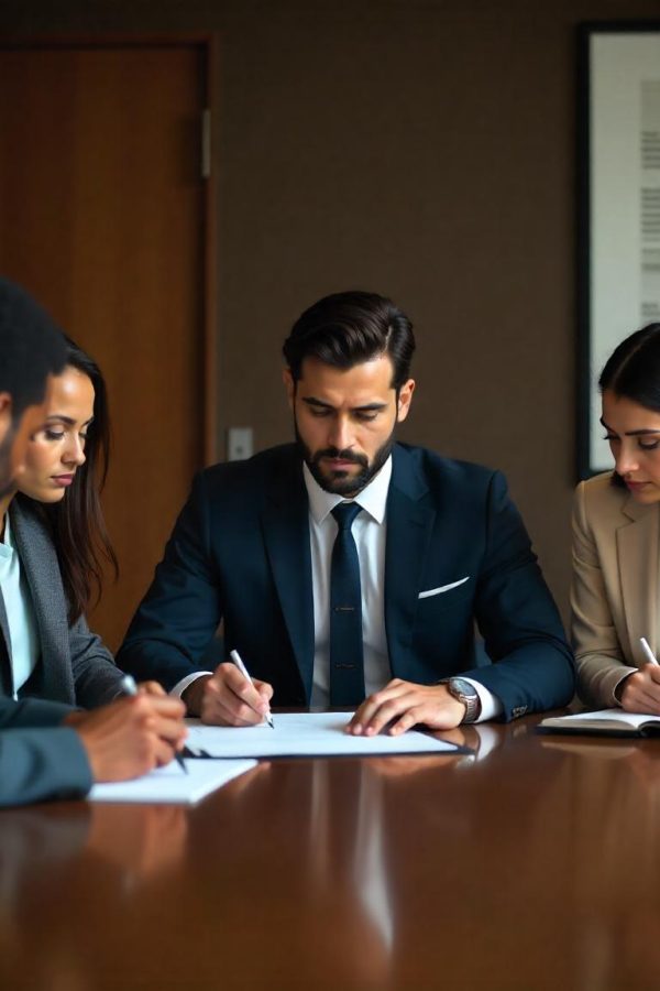 Business owners meeting about selling a business